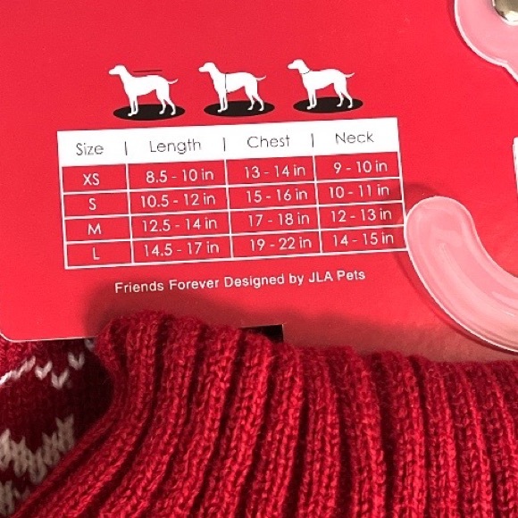 Friends Forever Snowflakes and Reindeer Pet Sweater Red White Size XSmall - Picture 4 of 8